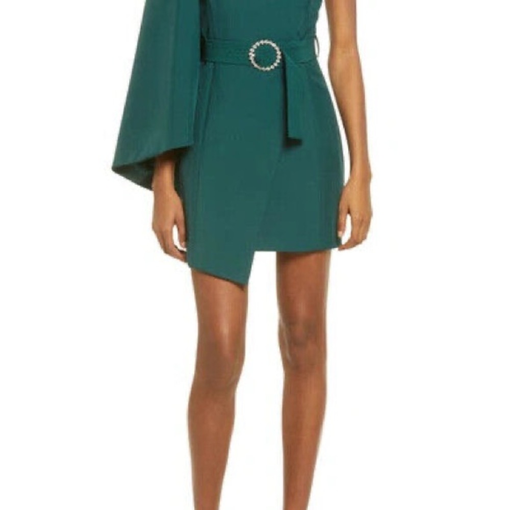 Lavish Alice Green Asymmetrical One Shoulder Cocktail Dress